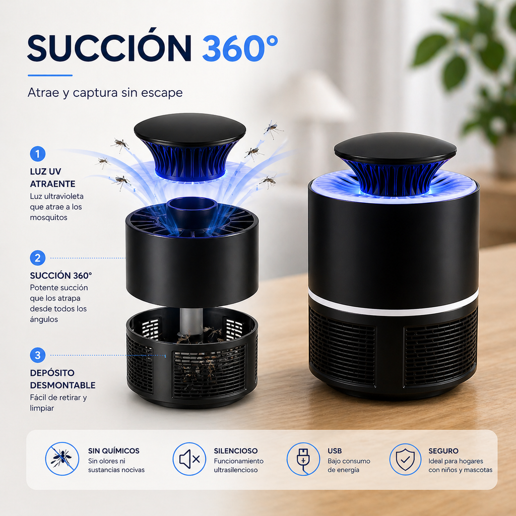 Lámpara antimosquitos por succión