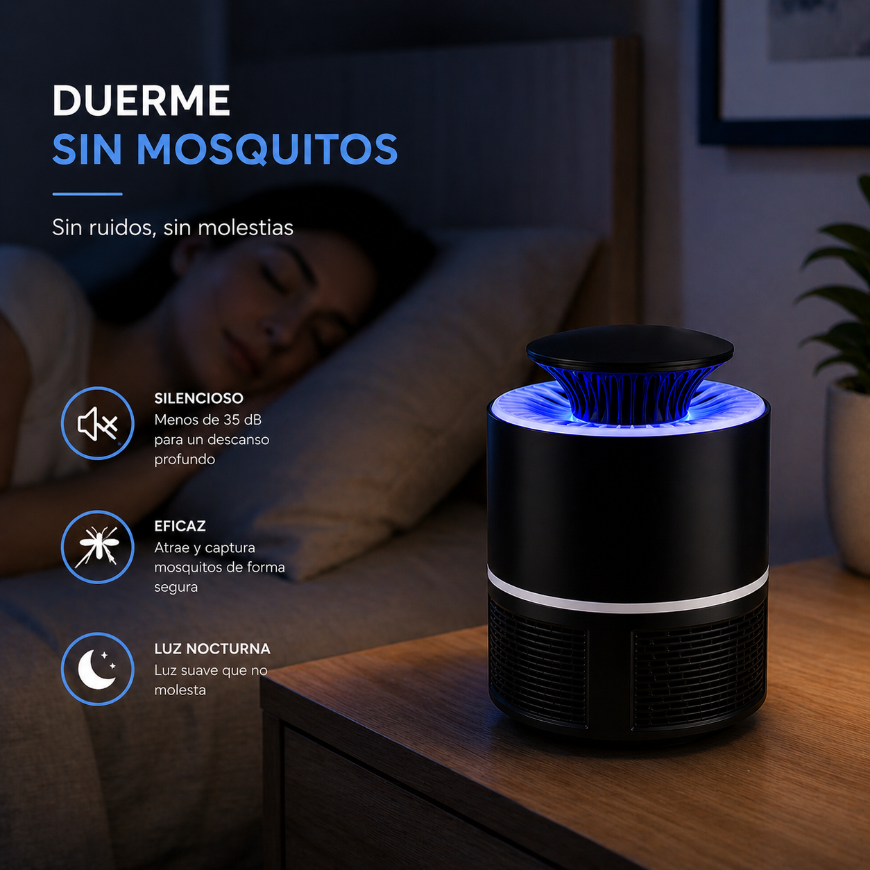Lámpara antimosquitos por succión