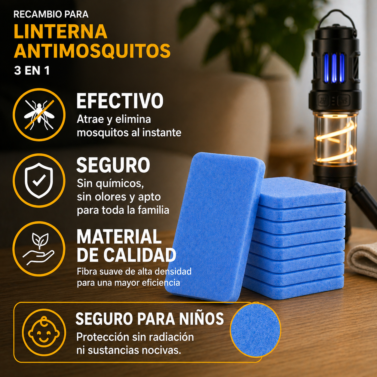 Pack 10 Pastillas Recambio Linterna Antimosquitos