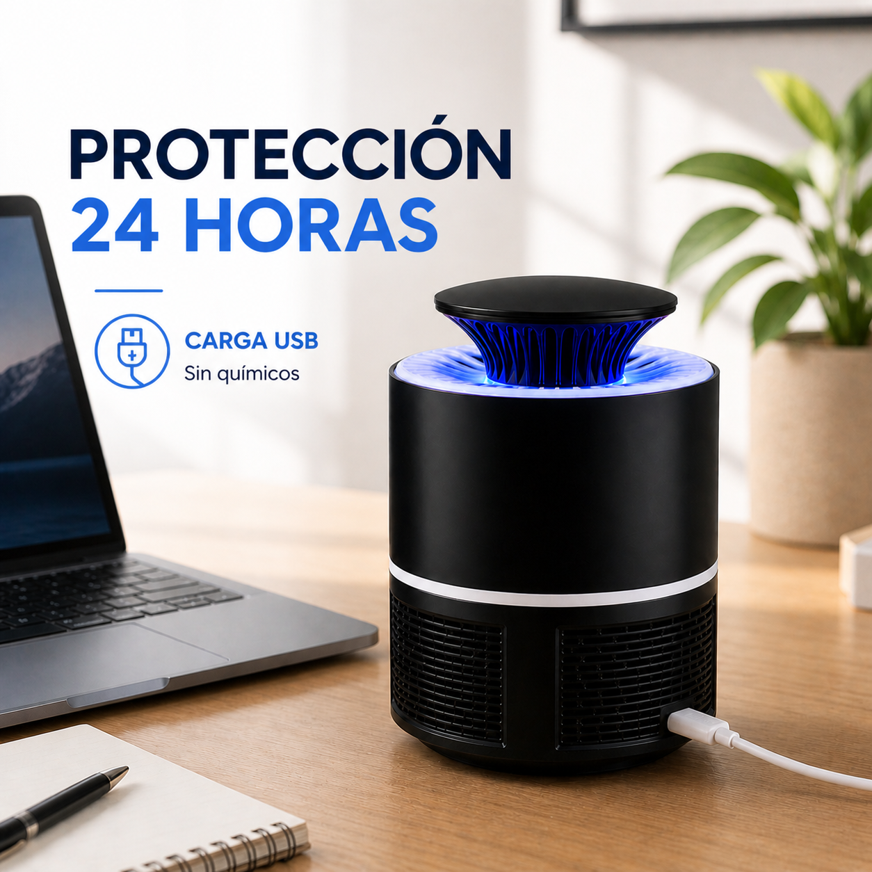 Lámpara antimosquitos por succión